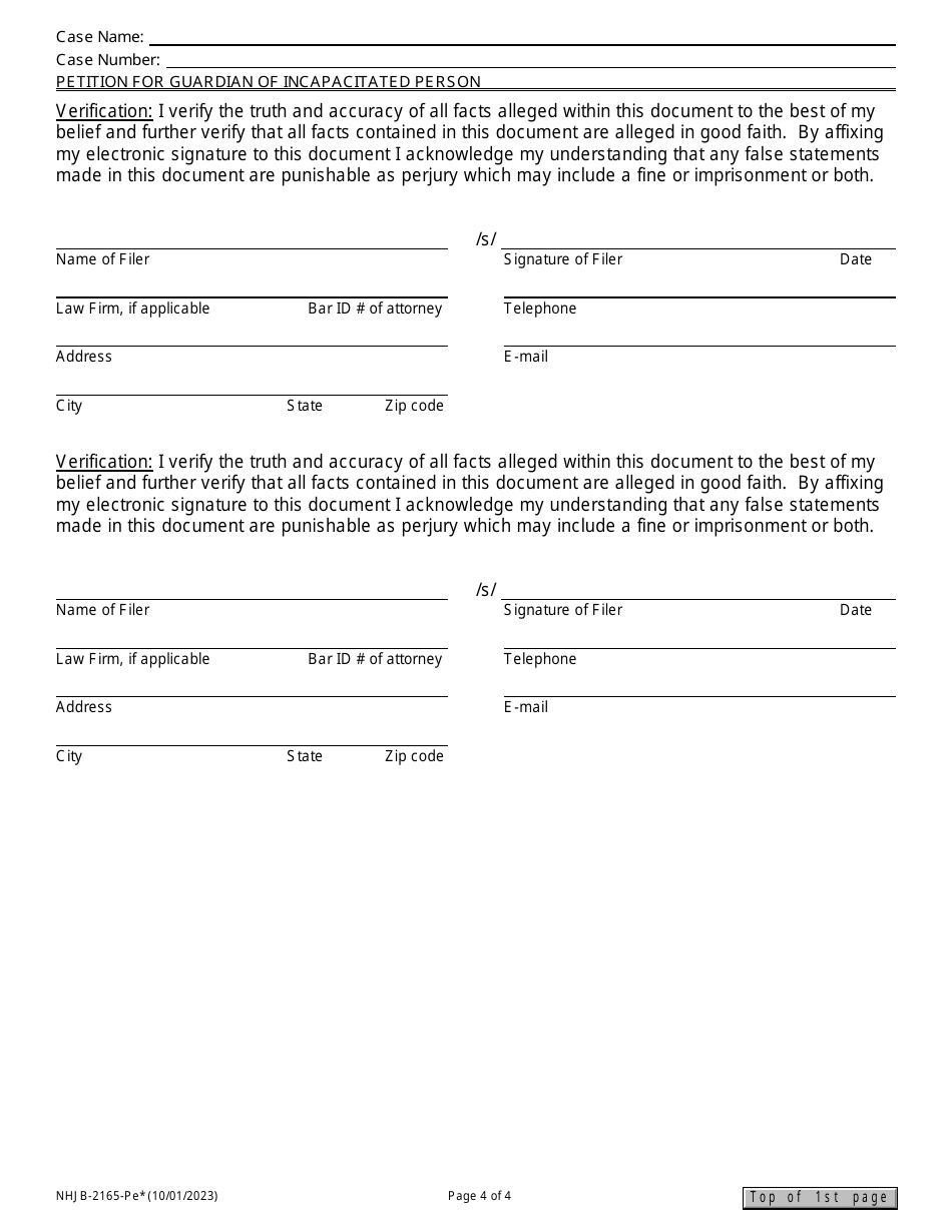 Form NHJB-2165-PE Petition for Guardian of Incapacitated Person - New Hampshire, Page 4