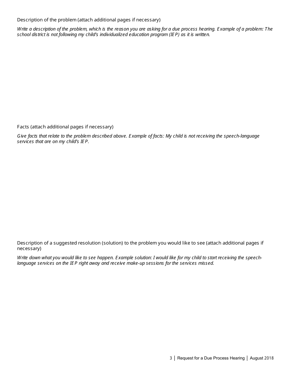 Request for a Due Process Hearing - Ohio, Page 3