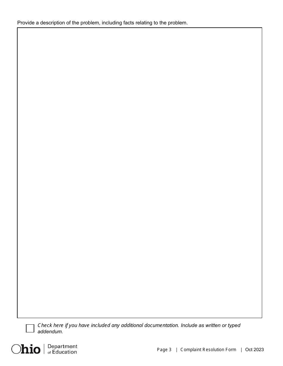 Special Education Complaint Form - Ohio, Page 5