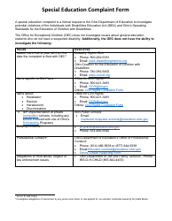 Document preview: Special Education Complaint Form - Ohio