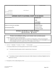Document preview: Form LASC CRIM309 Petition for Return of Seized Property - County of Los Angeles, California