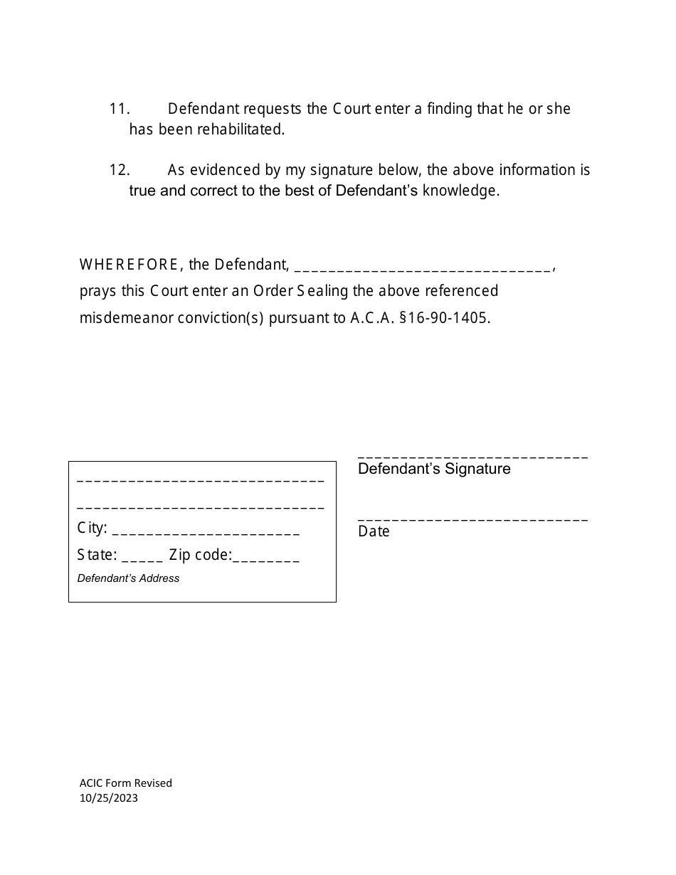 Petition to Seal Misdemeanors Under Act 1460 of 2013 - Arkansas, Page 3