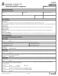 Form RCMP GRC2180E Vision Examination of Applicant - Canada