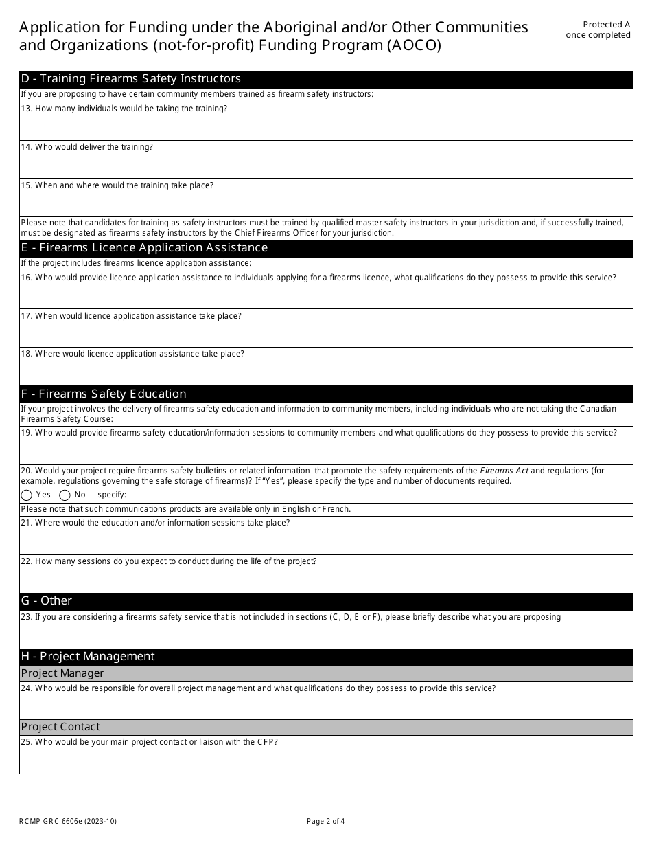Form RCMP GRC6606 Application for Funding Under the Aboriginal and / or Other Communities and Organizations (Not-For-Profit) Funding Program (Aoco) - Canada, Page 3