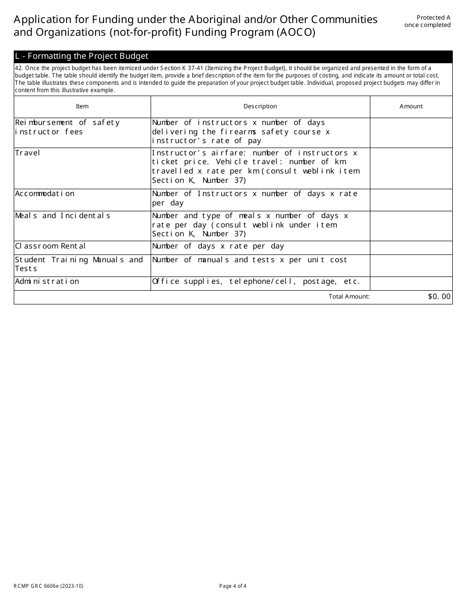 Form RCMP GRC6606 Application for Funding Under the Aboriginal and / or Other Communities and Organizations (Not-For-Profit) Funding Program (Aoco) - Canada, Page 5