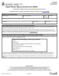 Document preview: Form RCMP GRC5096E Regular Member Applicant Questionnaire (Rmaq) - Canada