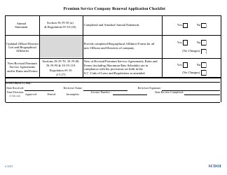 Premium Service Company Renewal Application Checklist - South Carolina, Page 2