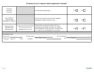Premium Service Company Initial Application Checklist - South Carolina, Page 2