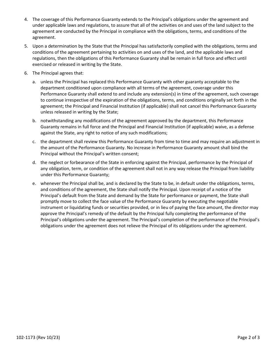 Form 102-1173 Land Use Performance Guaranty - Personal or Business (Not Corporate Surety) - Alaska, Page 5