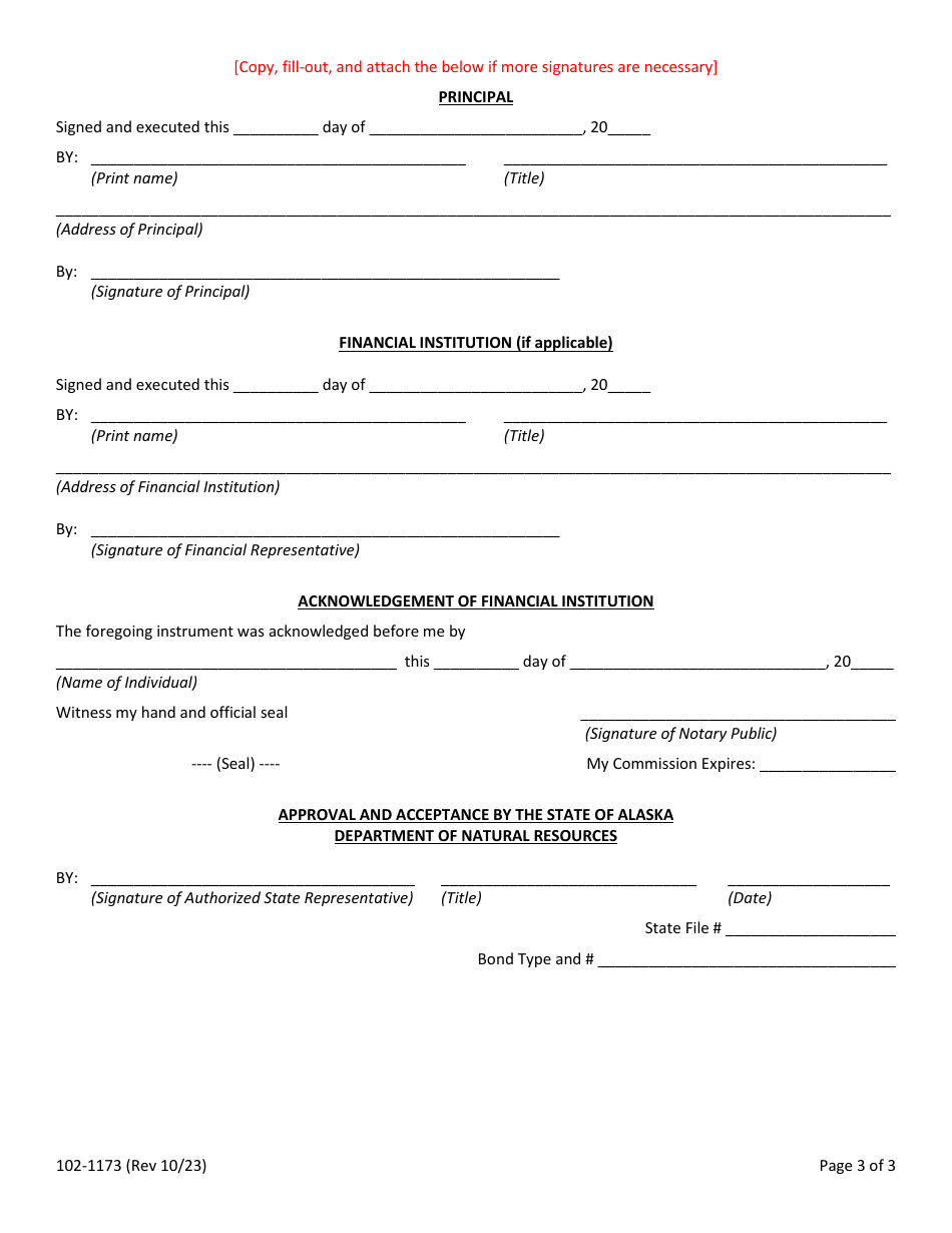 Form 102-1173 Land Use Performance Guaranty - Personal or Business (Not Corporate Surety) - Alaska, Page 6