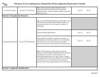 Pharmacy Services Administrative Organization (Psao) Application Requirements Checklist - South Carolina, Page 2