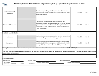 Pharmacy Services Administrative Organization (Psao) Application Requirements Checklist - South Carolina, Page 5