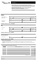 Form FO-0659-A Schedule A Specifc Agreement Concerning Educational Outings - Quebec, Canada