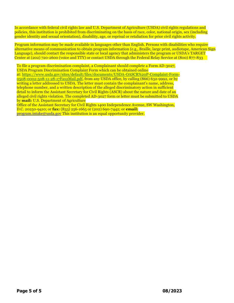 Add-A-site Checklist - Administrative or Center Sponsors Adding at-Risk or Outside School Hours Care Facilities Only - Georgia (United States), Page 5