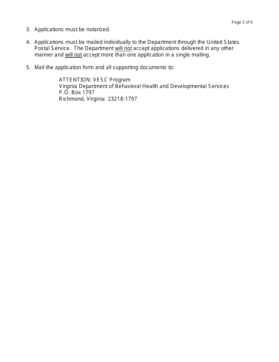 VESC Form 1004 Application for Filing a Claim for Compensation for Victims of the 1924 Virginia Eugenical Sterilization Act - Virginia, Page 2