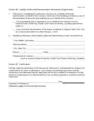 VESC Form 1004 Application for Filing a Claim for Compensation for Victims of the 1924 Virginia Eugenical Sterilization Act - Virginia, Page 5