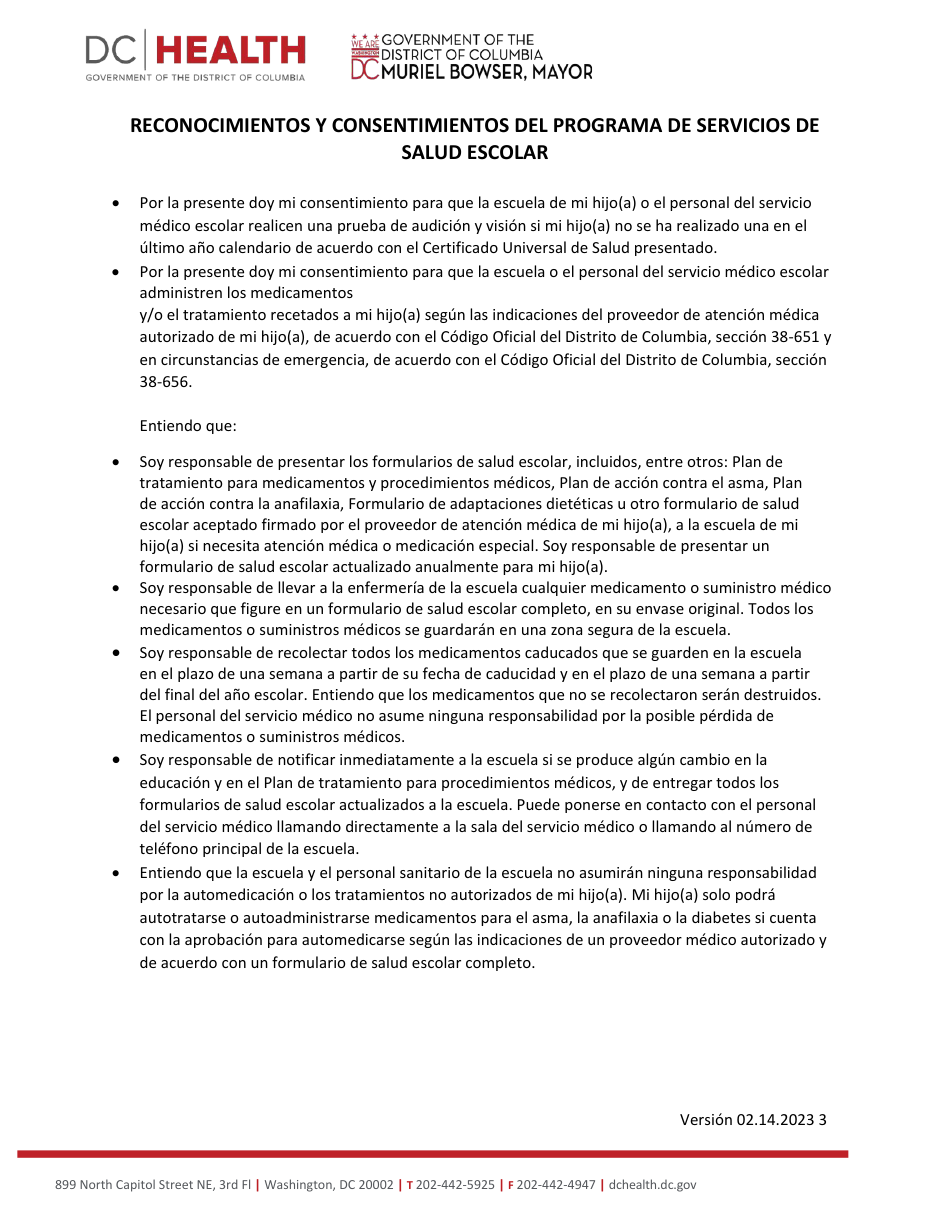 Shs Dcps Universal Consent - Washington, D.C. (Spanish), Page 3