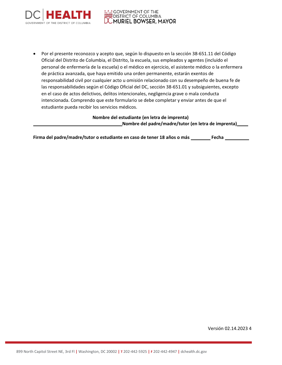 Shs Dcps Universal Consent - Washington, D.C. (Spanish), Page 4
