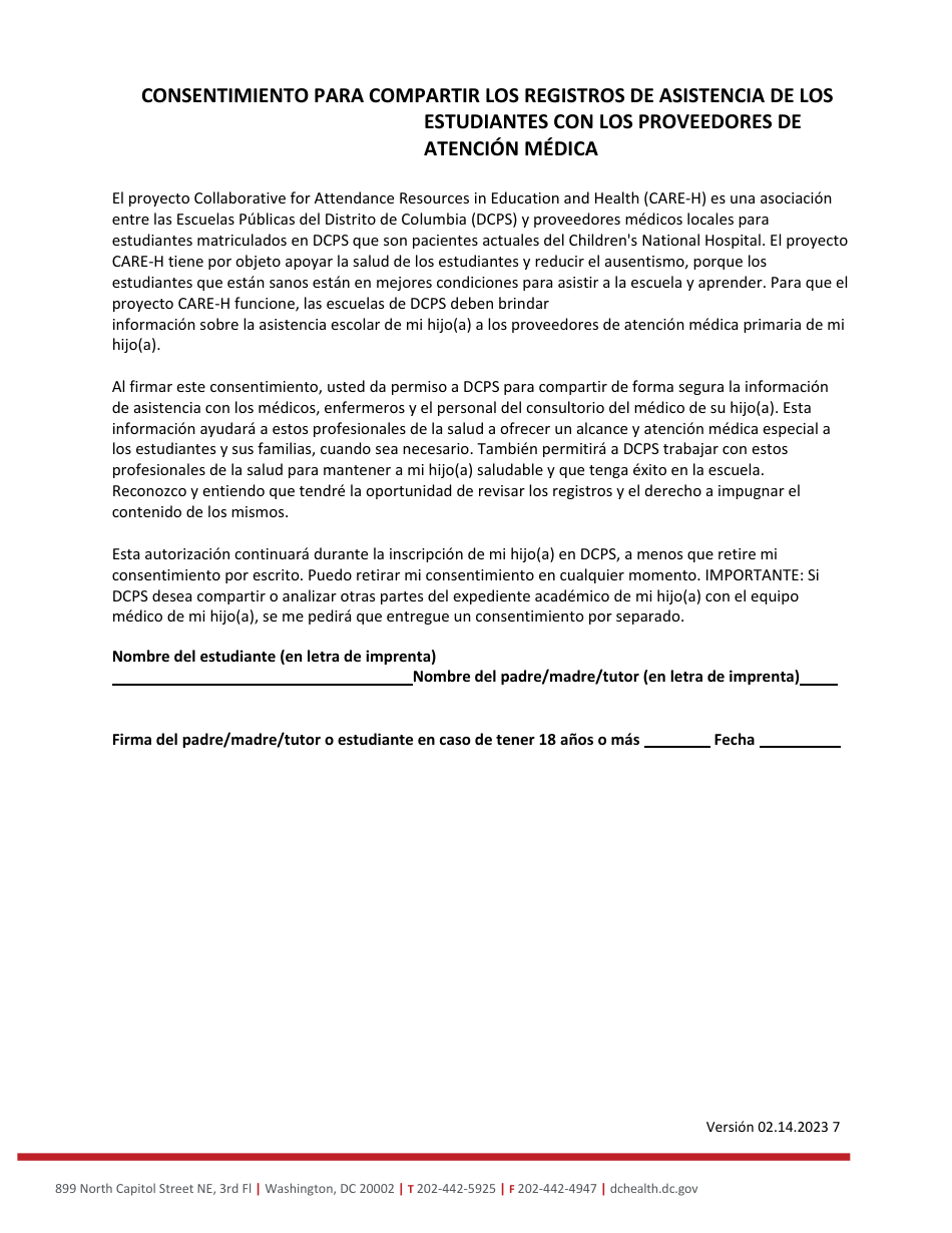 Shs Dcps Universal Consent - Washington, D.C. (Spanish), Page 7
