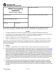 DOT Form 224-067 Wsdot Participating Agreement - Work by Public Agency - Washington