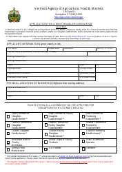 Document preview: Application for a Meat Handlers Operation License - Vermont