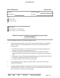 Document preview: Form FEE401 Affidavit to Request Fee Waiver (Guardianship/Conservatorship) (In Forma Pauperis) - Minnesota