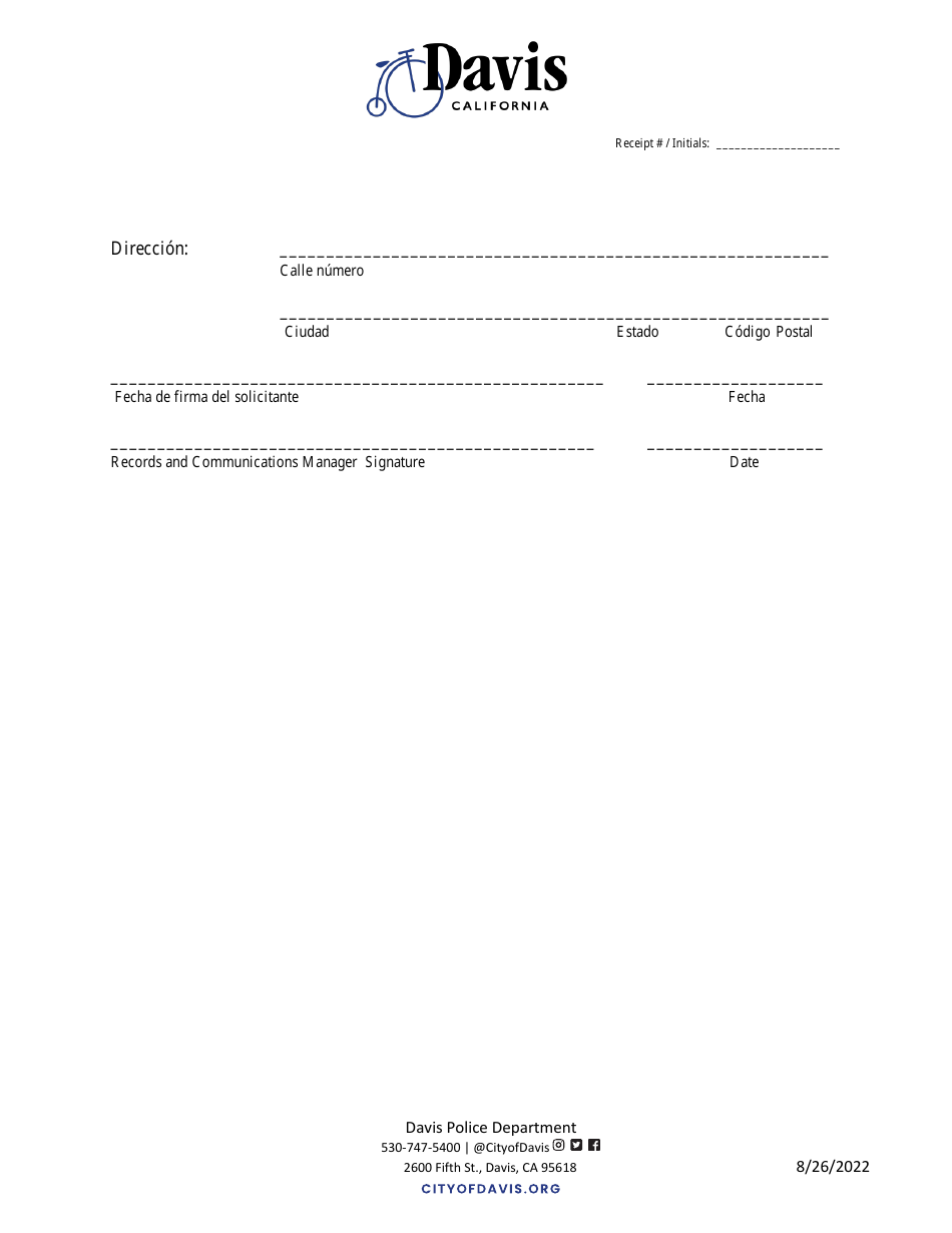 Solicitud De Revision De Registro Local - City of Davis, California (Spanish), Page 2