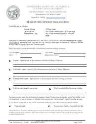 Document preview: Form CV/E-300 Request for Copies of Civil Records - County of Sacramento, California