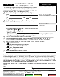 Document preview: Form FW-002 Request to Waive Additional Court Fees (Superior Court) - California