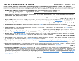 Form MV2854 Schedule B Wi Irp Application - New Operation - Wisconsin, Page 2