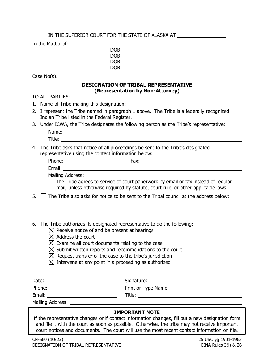 Form Cn 560 Download Fillable Pdf Or Fill Online Designation Of Tribal