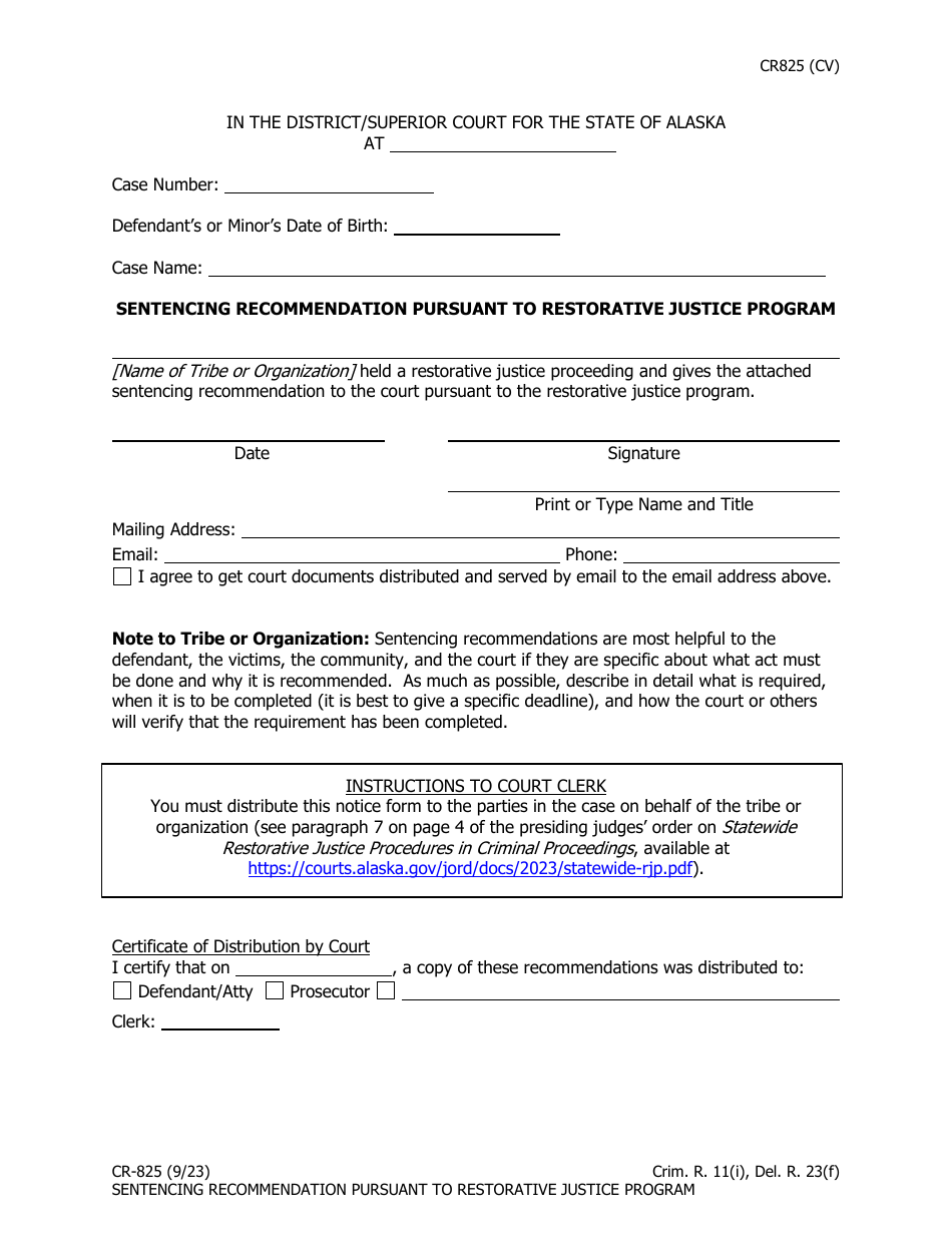 Form CR-825 Download Fillable PDF Or Fill Online Sentencing ...