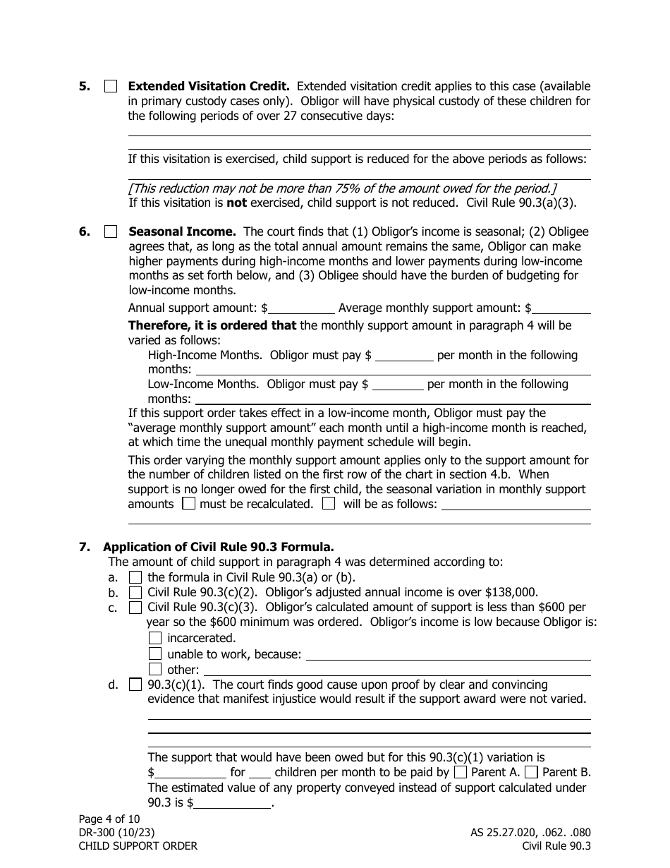Form DR-300 Child Support Order - Alaska, Page 4