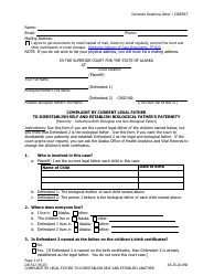 Document preview: Form DR-512 Complaint by Current Legal Father to Disestablish Self and Establish Biological Father's Paternity - Alaska