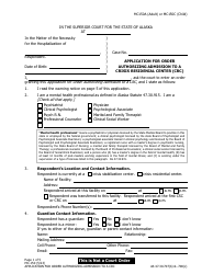 Form MC-150 Application for Order Authorizing Admission to a Crisis Residenial Center (Crc) - Alaska