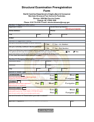 Document preview: Structural Examination Preregistration Form - North Carolina