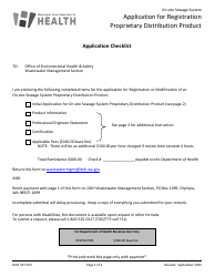 Document preview: Form DOH337-074 Application for Registration Proprietary Distribution Product - on-site Sewage System - Washington