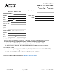 Form DOH337-076 Annual Renewal Form Proprietary Products - on-site Sewage System - Washington, Page 2