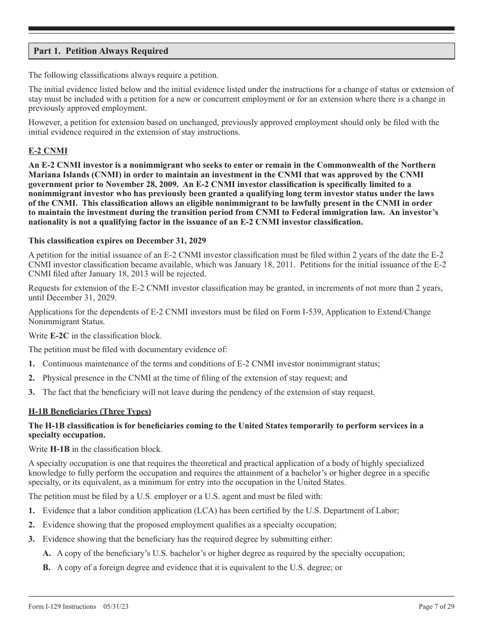 Instructions for USCIS Form I-129 Petition for Nonimmigrant Worker, Page 7