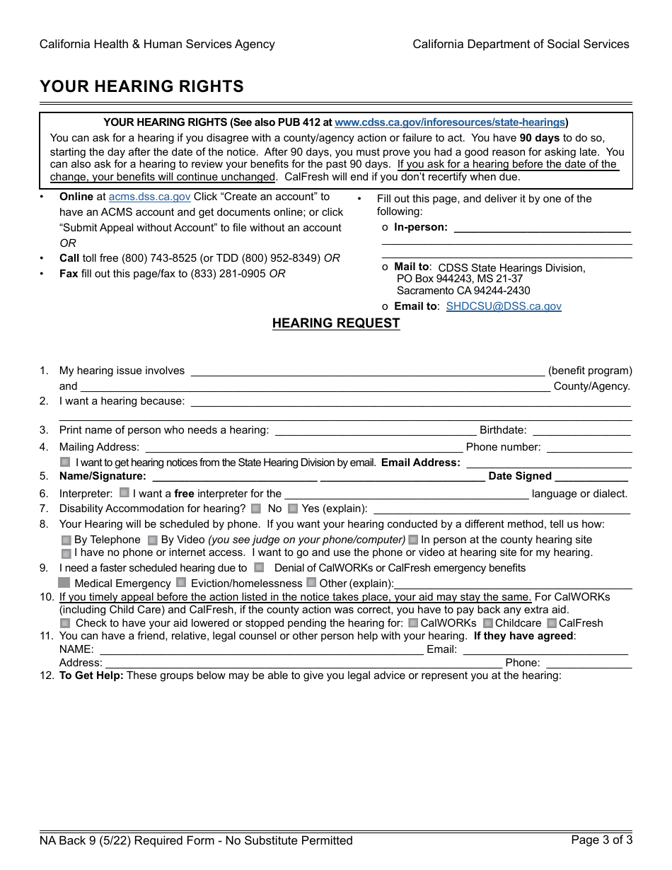Form NA692 Notice of Change - Cash Assistance Program for Immigrants (Capi) - California, Page 3