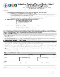 Document preview: Form DCU101 Authorized Release of Personal Driving History/Full Certified Driving History - Massachusetts