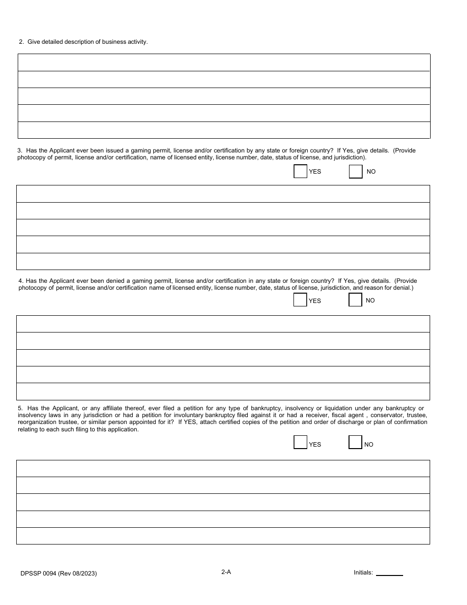 Form DPSSP0094 Part A Corporate Certification Application - Louisiana, Page 5