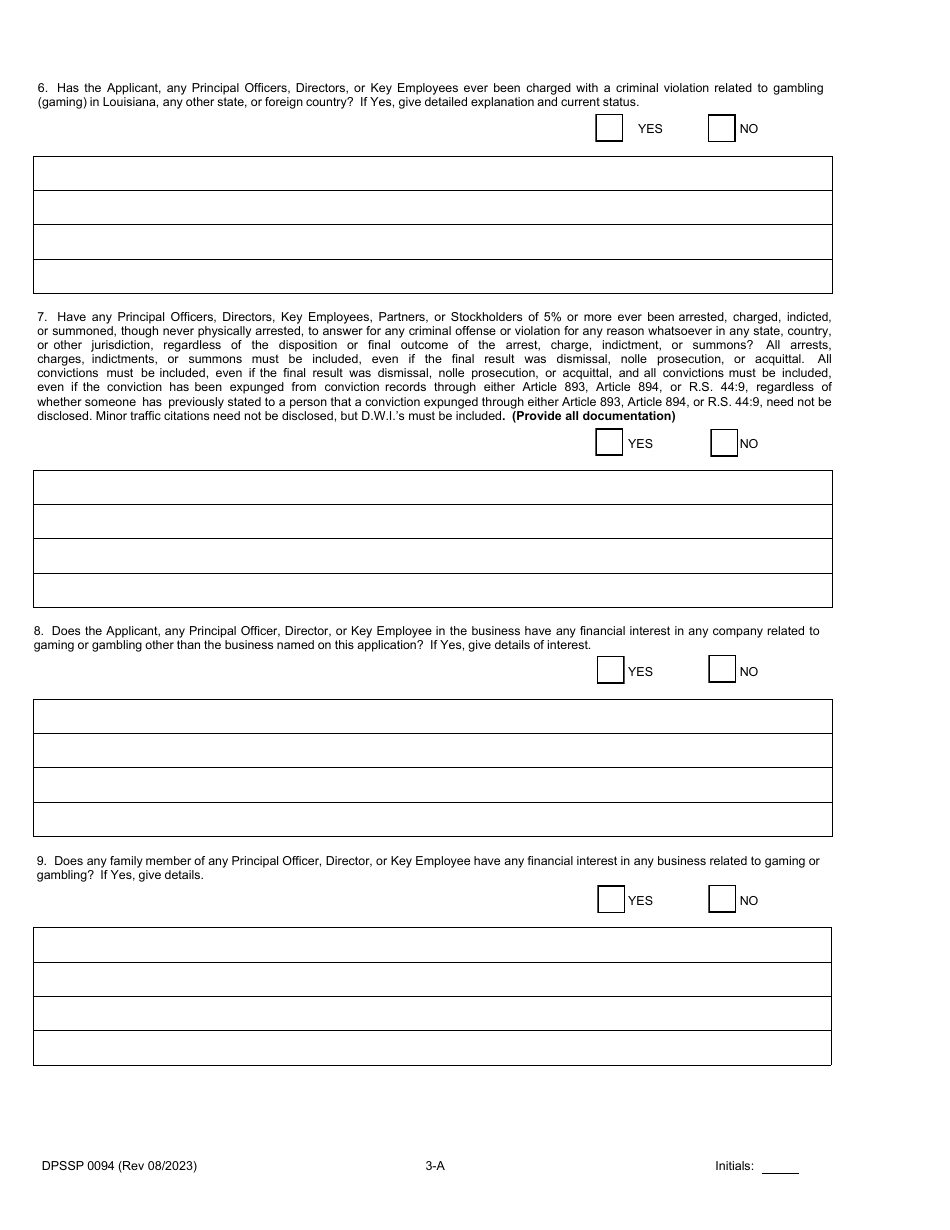 Form DPSSP0094 Part A Corporate Certification Application - Louisiana, Page 6