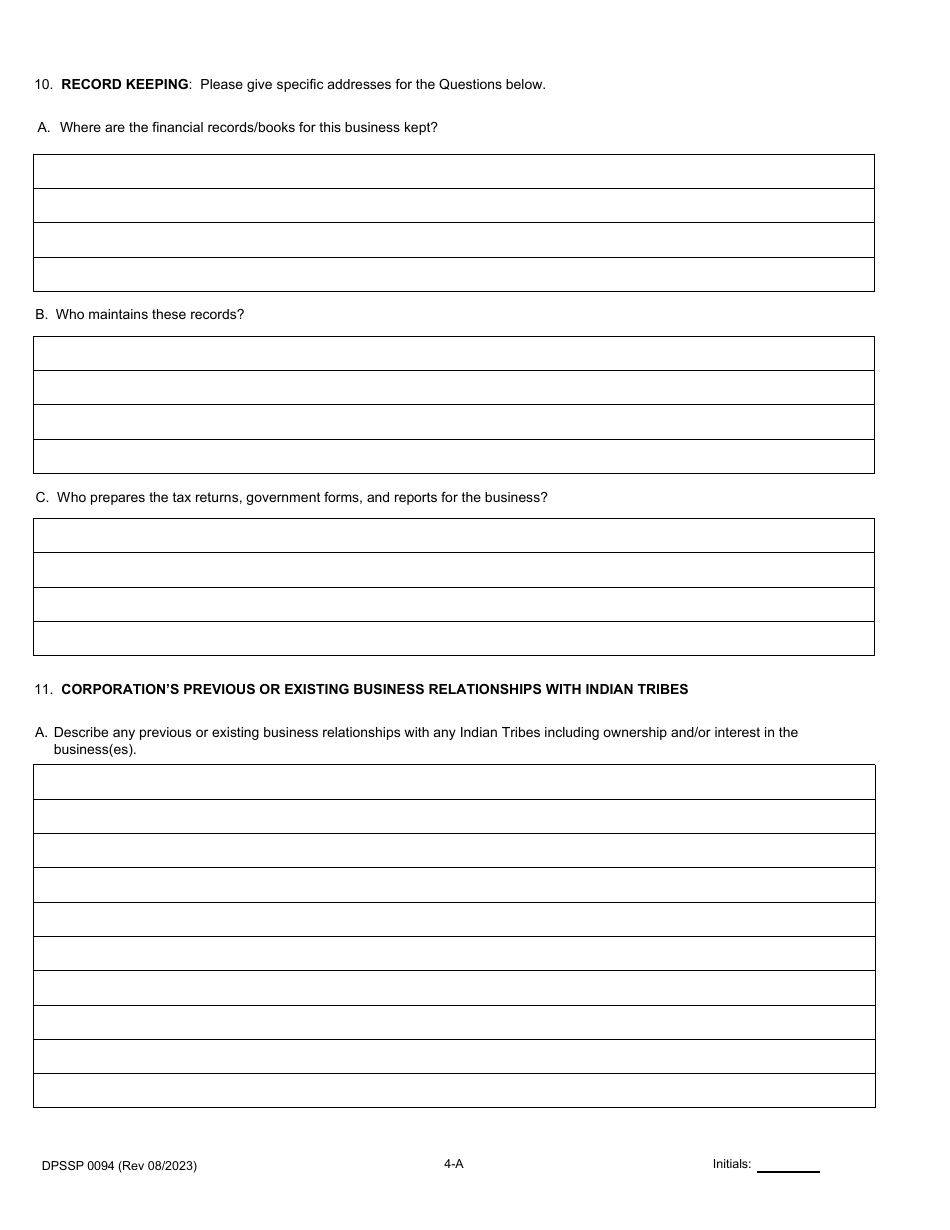 Form DPSSP0094 Part A Corporate Certification Application - Louisiana, Page 7