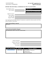 Document preview: Form IC-11A Tdf Application for Appeal of Decision - Idaho