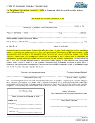 Document preview: Form CFFM014 Candidate Filing Form for Statewide Office, General Assembly, and Any Elected County Office - Delaware, 2024