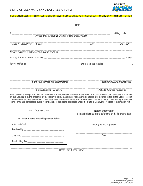 Form CFFM014  Printable Pdf