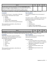 Specific Learning Disability File Review Checklist - Idaho, Page 2