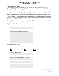 Document preview: Application for Tax Abatement - Webb County, Texas