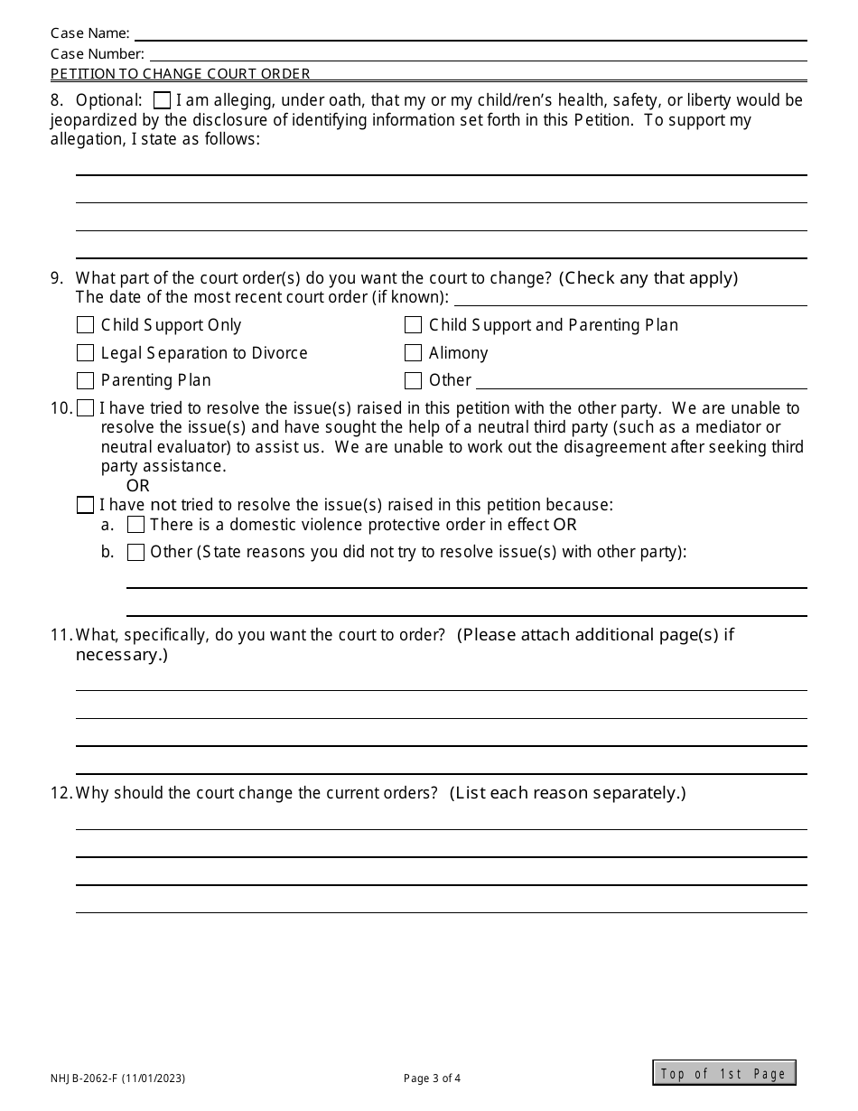 Form NHJB-2062-F Petition to Change Court Order - New Hampshire, Page 3